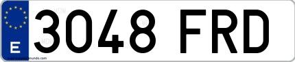 Ejemplo de matrícula española 3048 FRD