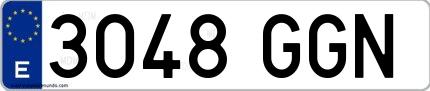 Ejemplo de matrícula española 3048 GGN