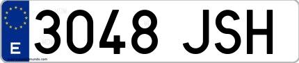 Ejemplo de matrícula española 3048 JSH