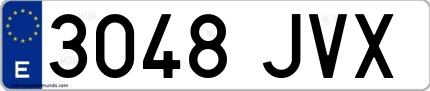Ejemplo de matrícula española 3048 JVX