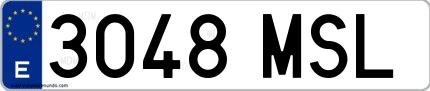 Ejemplo de matrícula española 3048 MSL