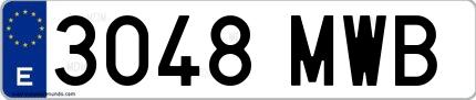 Ejemplo de matrícula española 3048 MWB