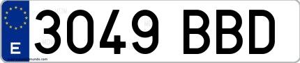 Ejemplo de matrícula española 3049 BBD