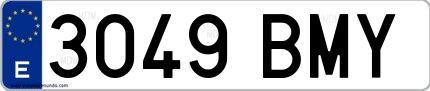 Ejemplo de matrícula española 3049 BMY
