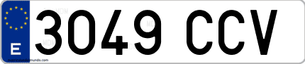Ejemplo de matrícula de coche ordinaria 3049 CCV