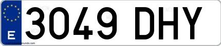 Ejemplo de matrícula española 3049 DHY