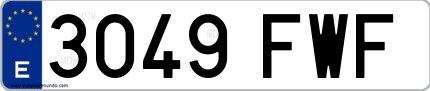 Ejemplo de matrícula española 3049 FWF
