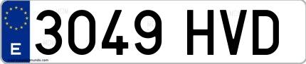 Ejemplo de matrícula española 3049 HVD