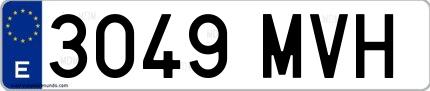 Ejemplo de matrícula española 3049 MVH