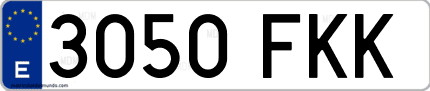 Ejemplo de matrícula de coche ordinaria 3050 FKK