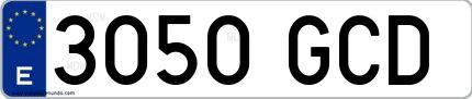 Ejemplo de matrícula española 3050 GCD