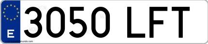 Ejemplo de matrícula española 3050 LFT