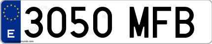 Ejemplo de matrícula de coche ordinaria 3050 MFB