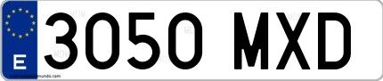 Ejemplo de matrícula española 3050 MXD