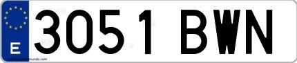 Ejemplo de matrícula española 3051 BWN