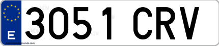 Ejemplo de matrícula de coche ordinaria 3051 CRV