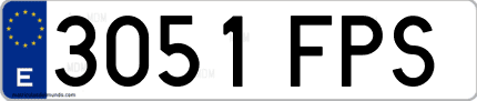 Ejemplo de matrícula de coche ordinaria 3051 FPS