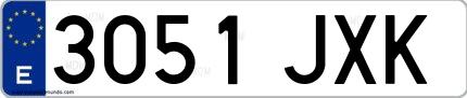 Ejemplo de matrícula española 3051 JXK