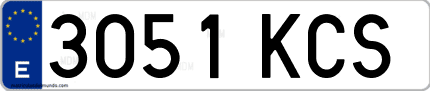 Ejemplo de matrícula de coche ordinaria 3051 KCS