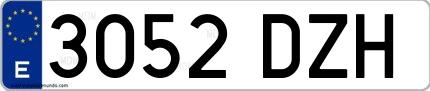 Ejemplo de matrícula española 3052 DZH