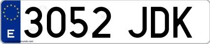 Ejemplo de matrícula española 3052 JDK