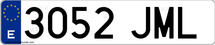 Ejemplo de matrícula de coche ordinaria 3052 JML