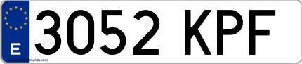 Ejemplo de matrícula de coche ordinaria 3052 KPF
