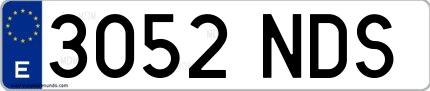 Ejemplo de matrícula española 3052 NDS