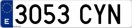 Ejemplo de matrícula de coche ordinaria 3053 CYN