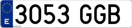Ejemplo de matrícula española 3053 GGB