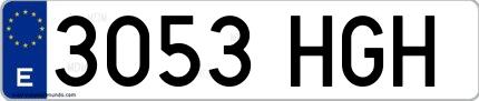 Ejemplo de matrícula española 3053 HGH