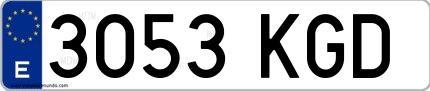 Ejemplo de matrícula de coche ordinaria 3053 KGD