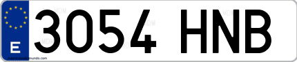 Ejemplo de matrícula de coche ordinaria 3054 HNB