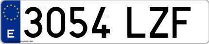 Ejemplo de matrícula de coche ordinaria 3054 LZF
