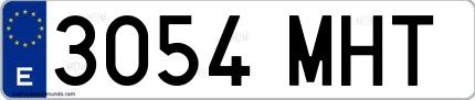 Ejemplo de matrícula española 3054 MHT