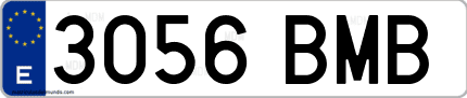Ejemplo de matrícula de coche ordinaria 3056 BMB