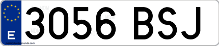 Ejemplo de matrícula de coche ordinaria 3056 BSJ