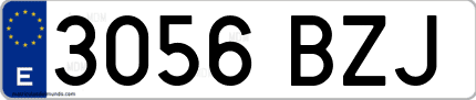 Ejemplo de matrícula de coche ordinaria 3056 BZJ