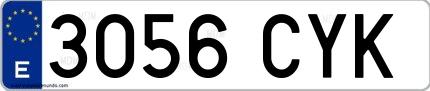 Ejemplo de matrícula española 3056 CYK