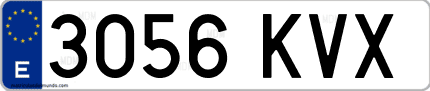 Ejemplo de matrícula de coche ordinaria 3056 KVX