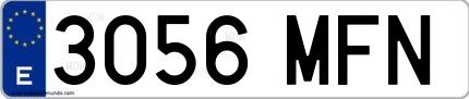 Ejemplo de matrícula de coche ordinaria 3056 MFN