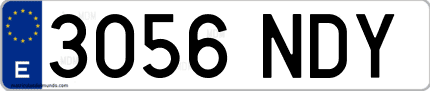 Ejemplo de matrícula de coche ordinaria 3056 NDY