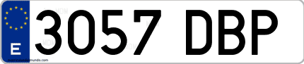 Ejemplo de matrícula de coche ordinaria 3057 DBP