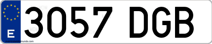 Ejemplo de matrícula de coche ordinaria 3057 DGB