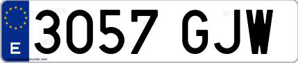 Ejemplo de matrícula española 3057 GJW