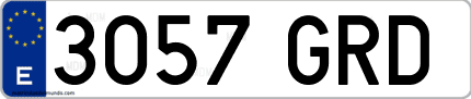 Ejemplo de matrícula de coche ordinaria 3057 GRD