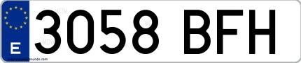Ejemplo de matrícula española 3058 BFH