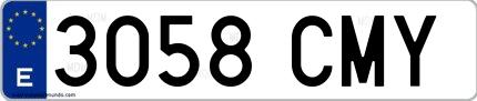 Ejemplo de matrícula española 3058 CMY