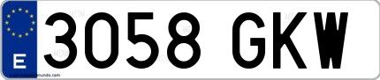Ejemplo de matrícula española 3058 GKW