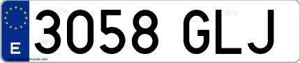 Ejemplo de matrícula de coche ordinaria 3058 GLJ